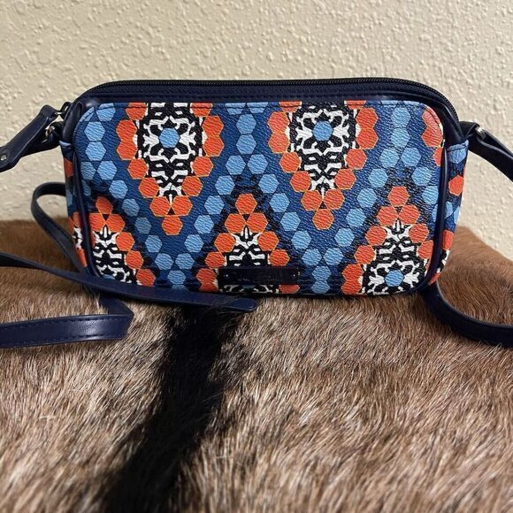 Vera Bradley Small Crossbody‎ Marrakesh Beads Blue Orange White Purse Bag Bright